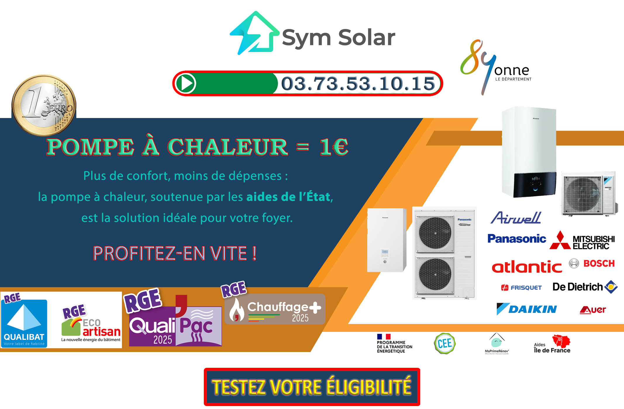 Pompe à chaleur 1 euro Saint Aubin Sur Yonne 89300